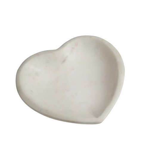 Marble Heart Shaped Bowl White