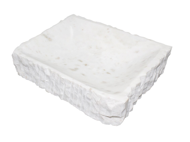 Marble Rect Bowl Edges White Lg