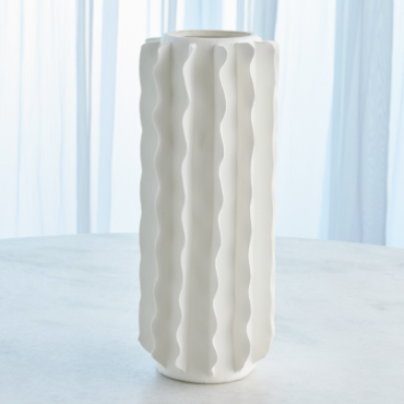 Frilled Vase Matte White Lg