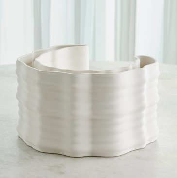 Crescent Printed Vase Matte White Lg
