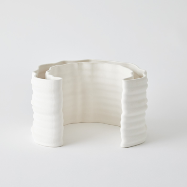 Crescent Printed Vase Matte White Sm