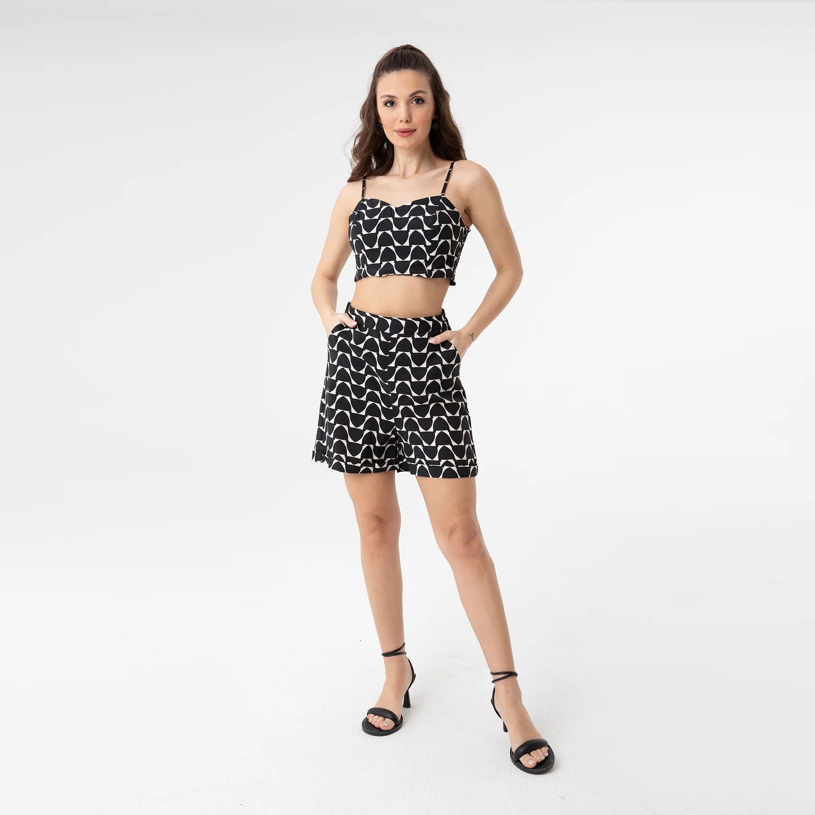 High Waisted Patterned Set