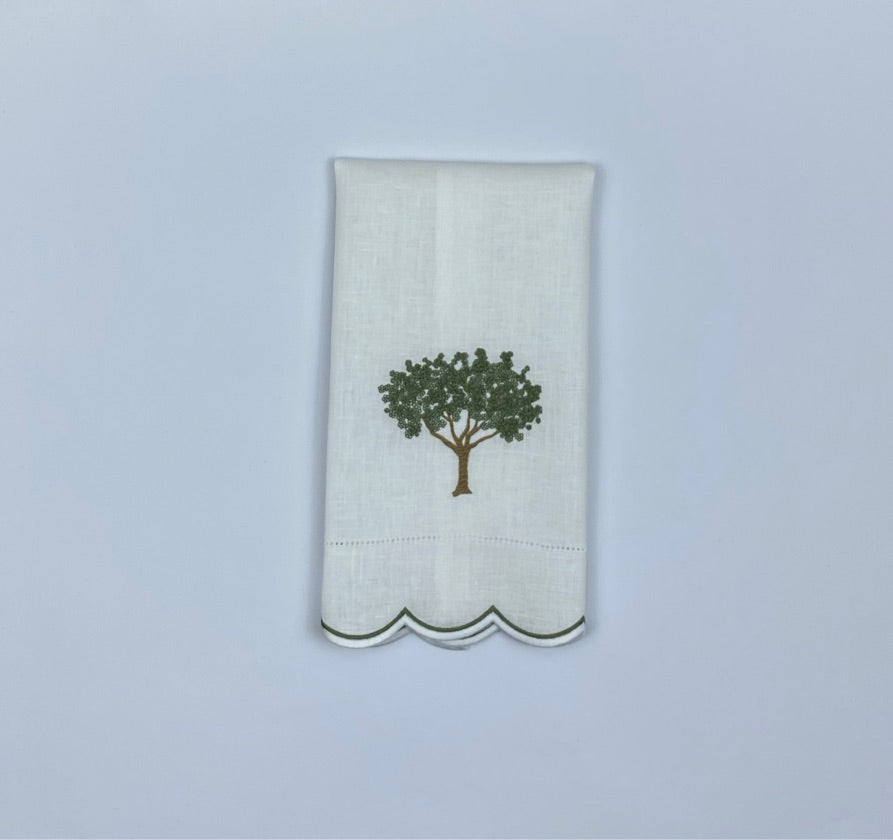Green Tree Linen Towel
