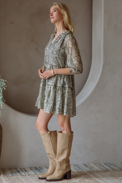 Leslie Dress Olive Cream