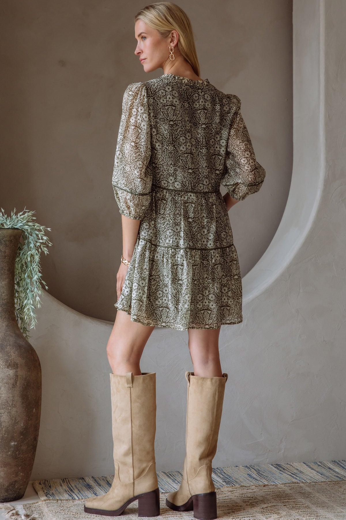 Leslie Dress Olive Cream