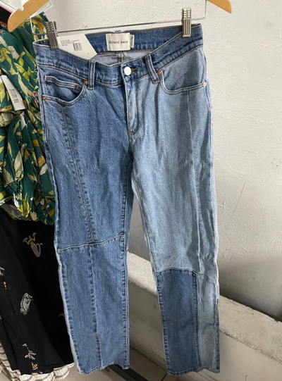 Pant low Straight Patchwork Mid Blue