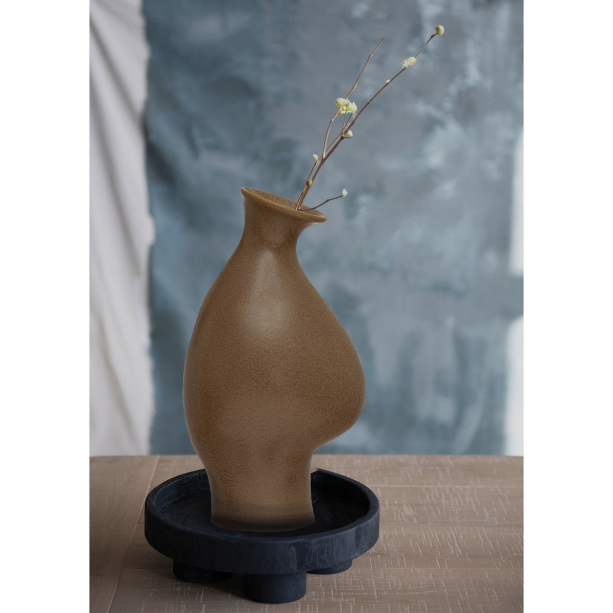 Stoneware Organic Shaped Vase Brown