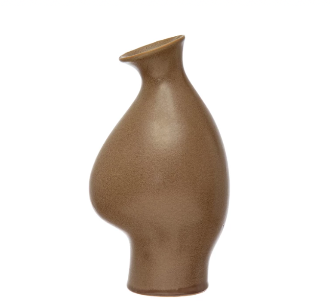 Stoneware Organic Shaped Vase Brown