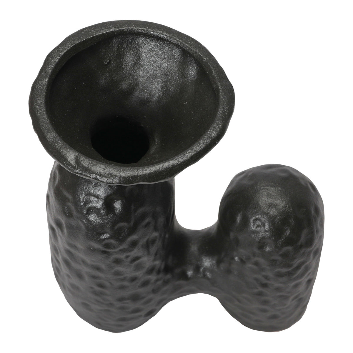 Textured Stoneware Sculptural Vase Matte Black