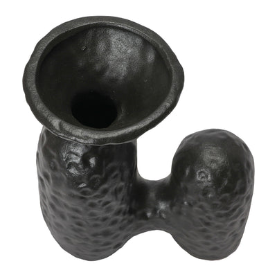 Textured Stoneware Sculptural Vase Matte Black