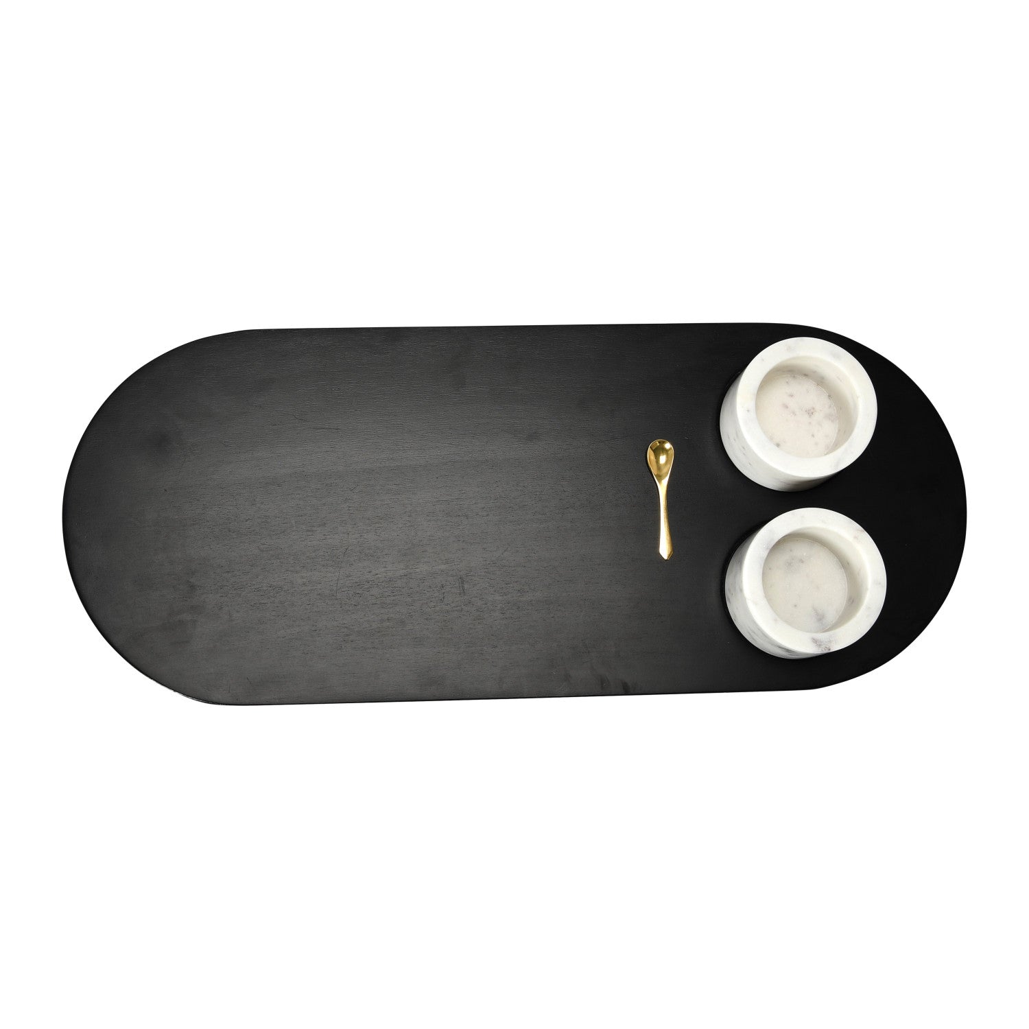 Wood Tray 2 Marble Bowls