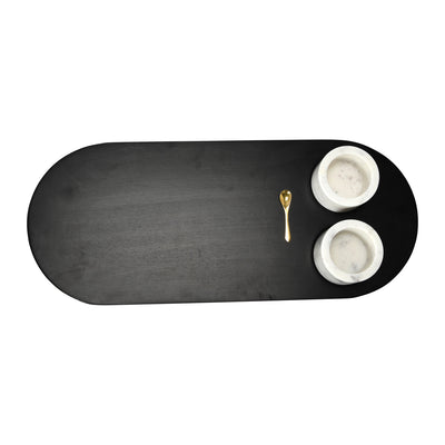 Wood Tray 2 Marble Bowls