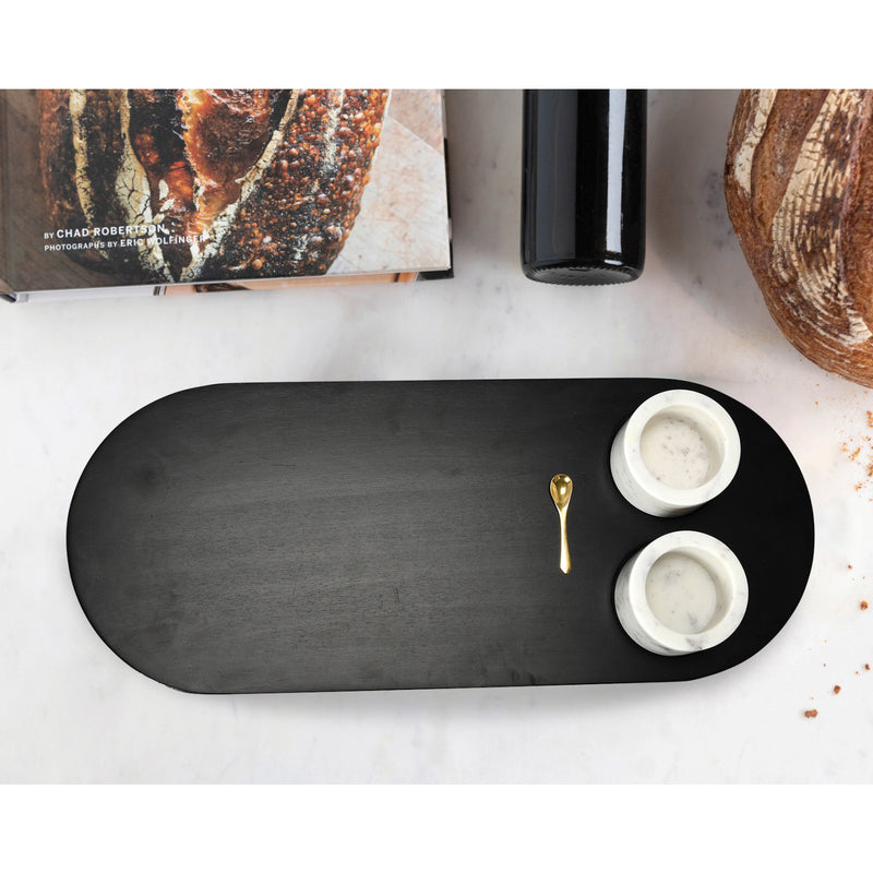 Wood Tray 2 Marble Bowls