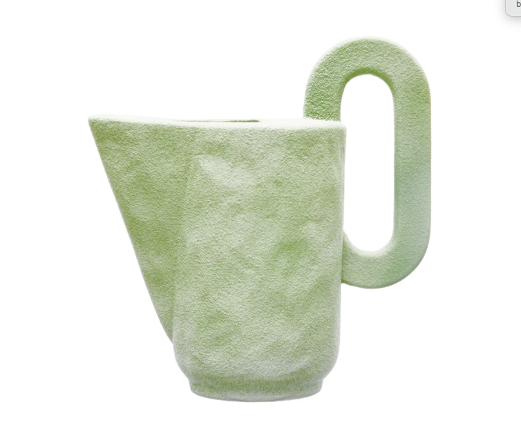 Pitcher Vase w Handle Sand Finish Mint Green