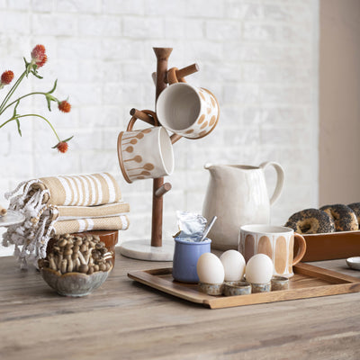 Mango Wood Marble Mug Rack