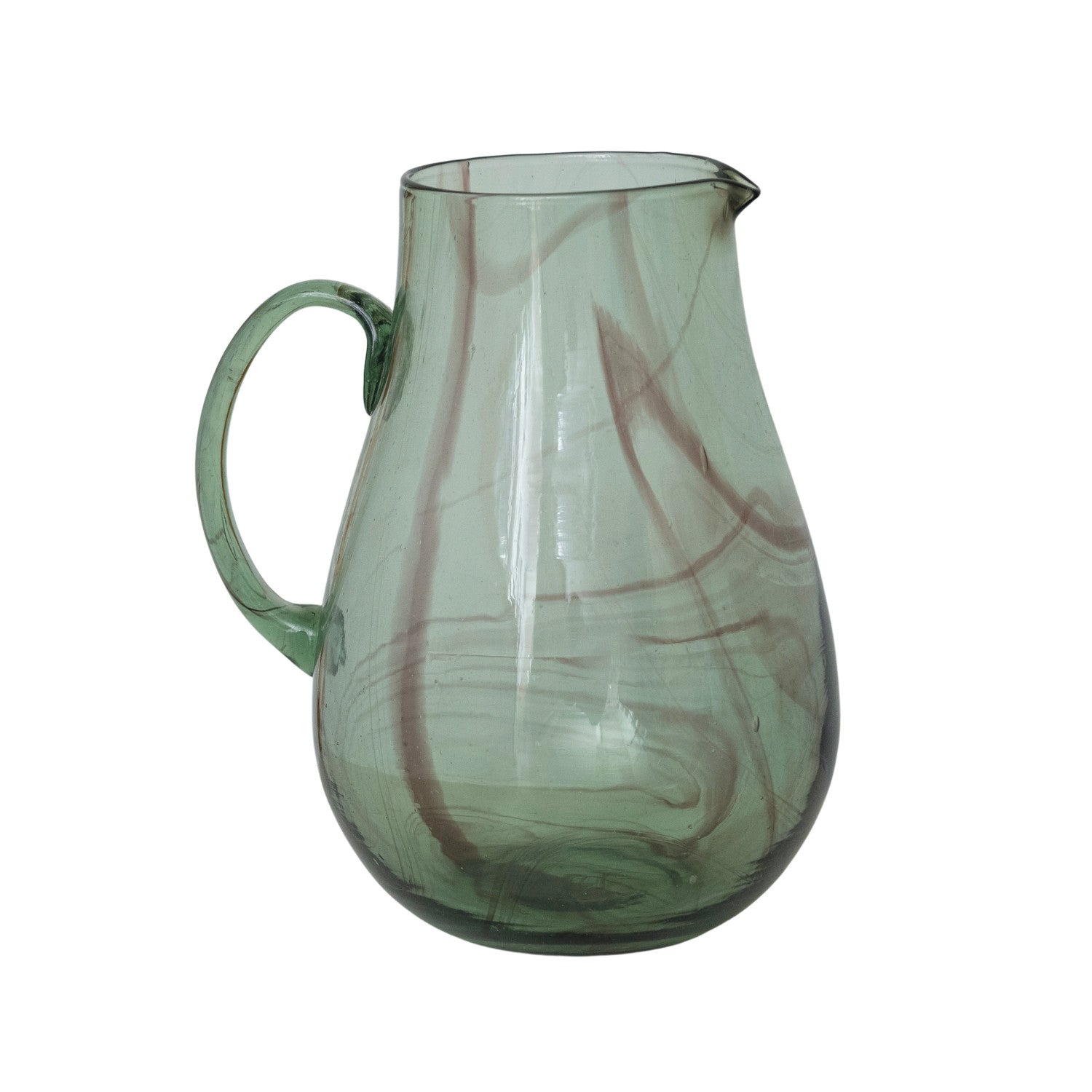 Glass Pitcher Marbled Green Purple