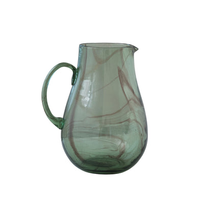 Glass Pitcher Marbled Green Purple
