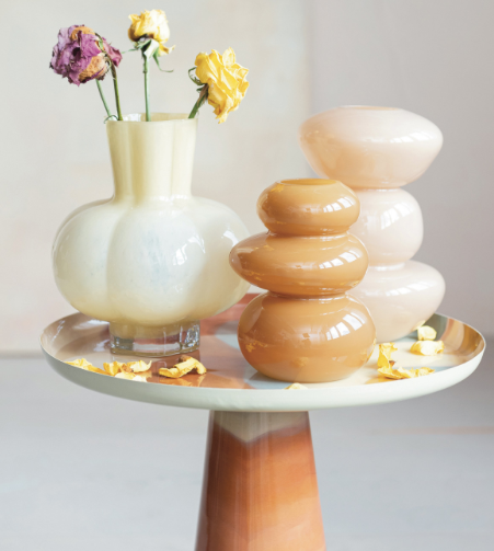 Glass Organic Shaped Vase Opaque Nude Color