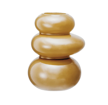 Glass Organic Shaped Vase Opaque Camel Color