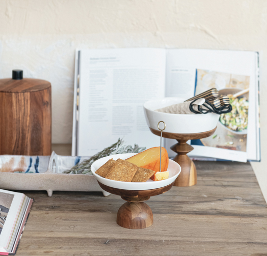 Serving Dishes Acacia Wood Pedestal