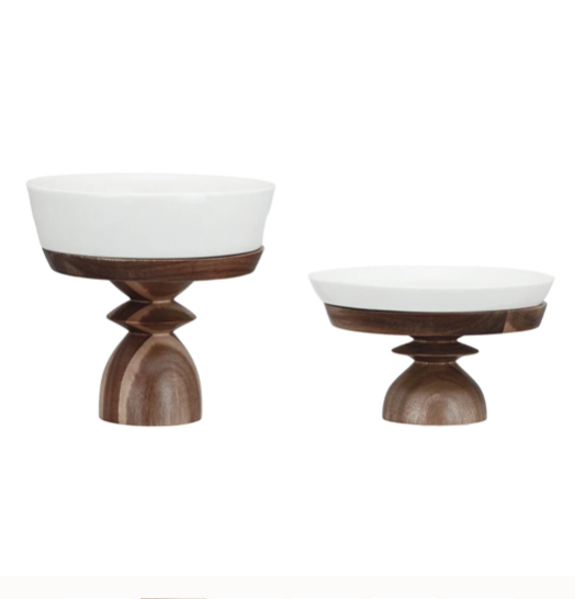 Serving Dishes Acacia Wood Pedestal