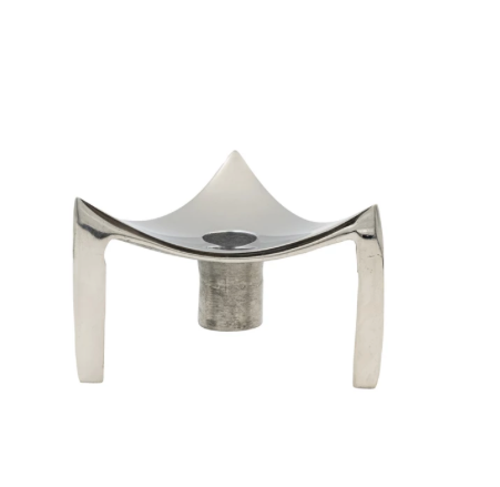 Metal Triangular Footed Taper Holder Chrome Finish