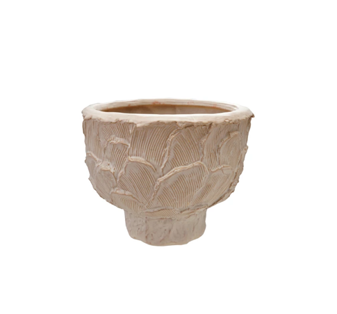 Stoneware Planter with Textured Pattern