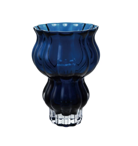 Fluted Cased Glass Vase  Blue