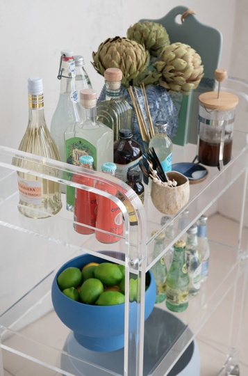 Clear Acrylic 3 Tier Bar Cart on Casters Truck Ship