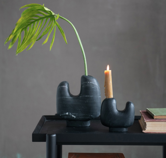 Marble Footed Vase Black