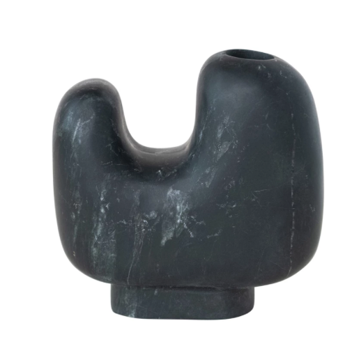 Marble Footed Taper Holder Black