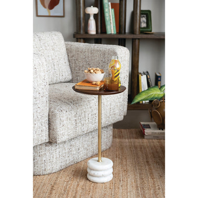 Metal Mango Wood Martini Table w Marble Base