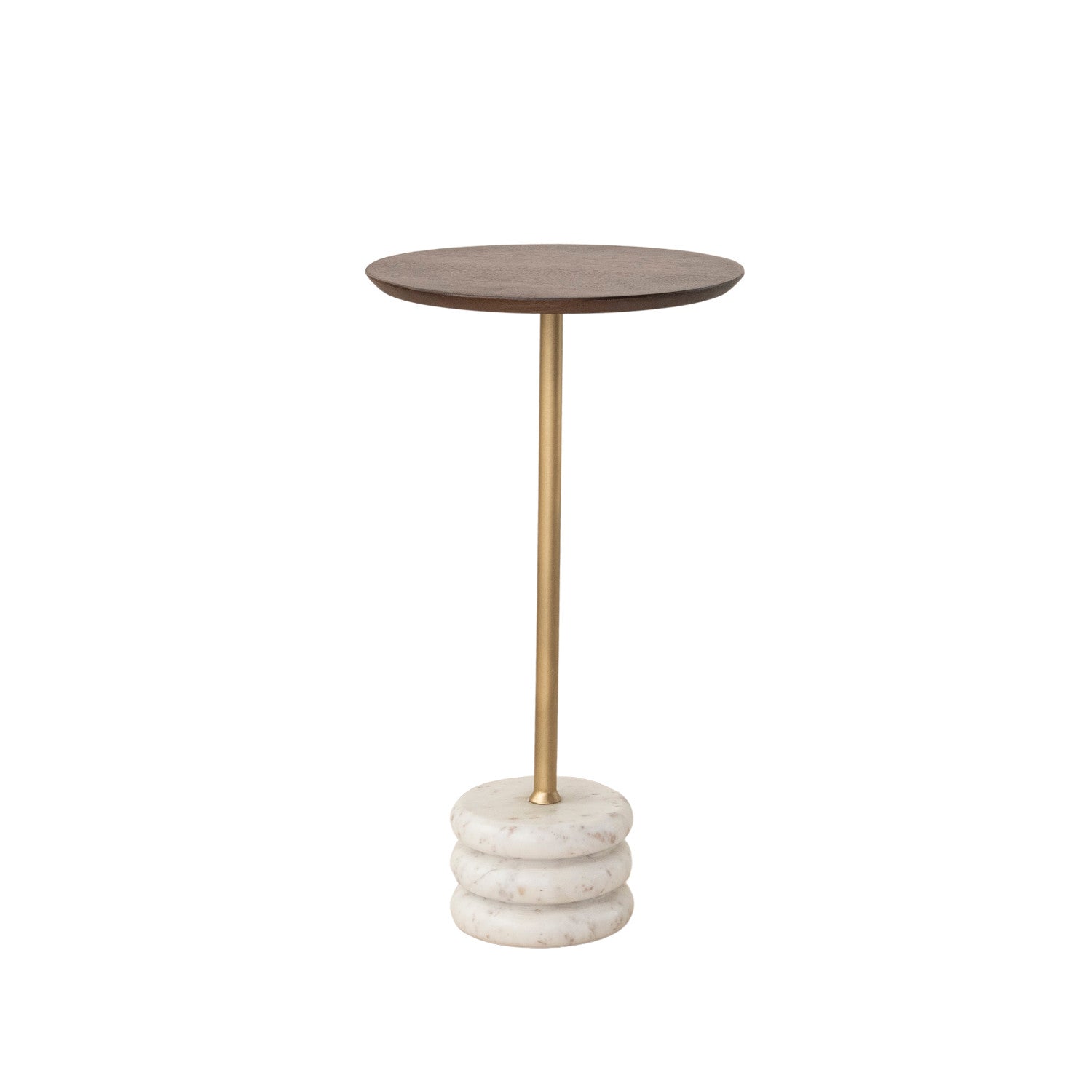 Metal Mango Wood Martini Table w Marble Base