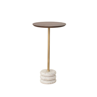Metal Mango Wood Martini Table w Marble Base