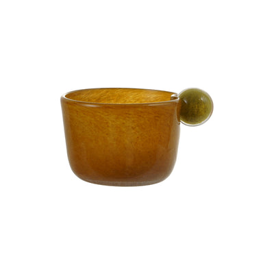 Bowl w Ball Opaque Amber Green