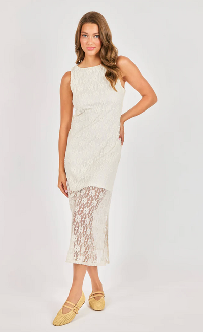 Letters Midi Dress Cream