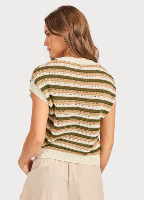 Dover Stripe Sweater Olive Multi