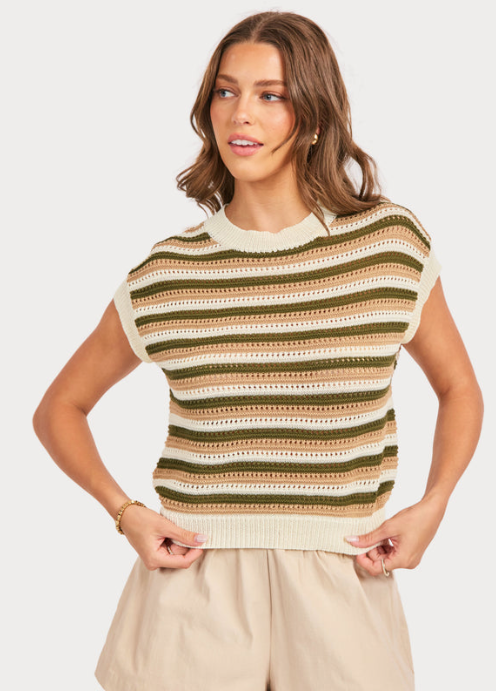 Dover Stripe Sweater Olive Multi