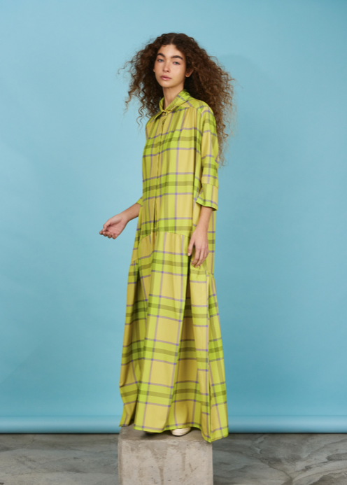 Toni Dress Yellow Tartan