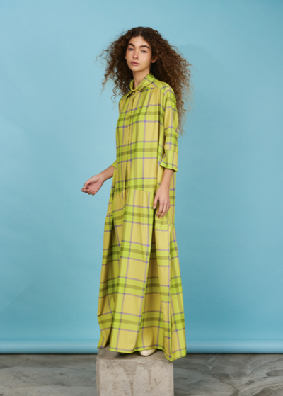 Toni Dress Yellow Tartan