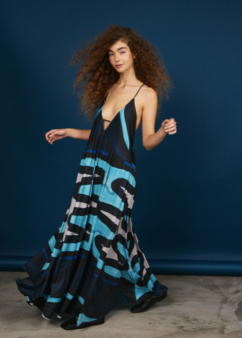 Hippie Dress Blue Zizzag