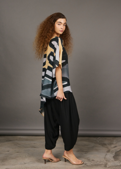 Perola Top Asymmetric Grey Zigzag