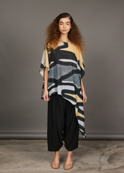 Perola Top Asymmetric Grey Zigzag