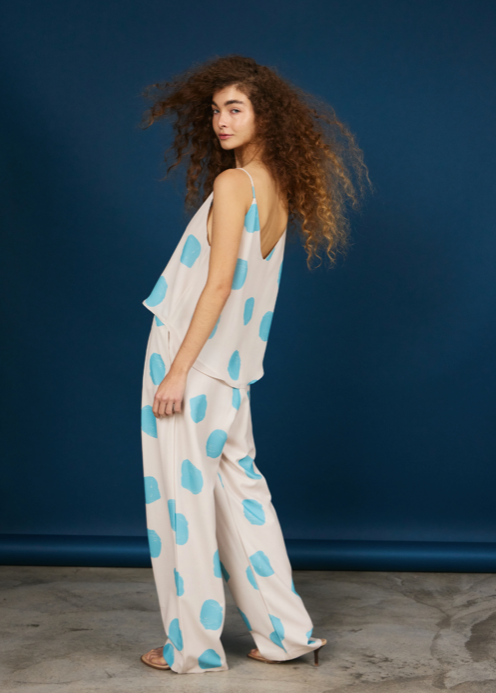 Isabella Top Sky Blue Dots