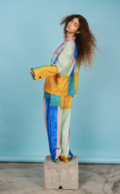 Quinara Blazer Boton Multicolor Pixel