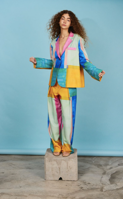 Quinara Blazer Boton Multicolor Pixel