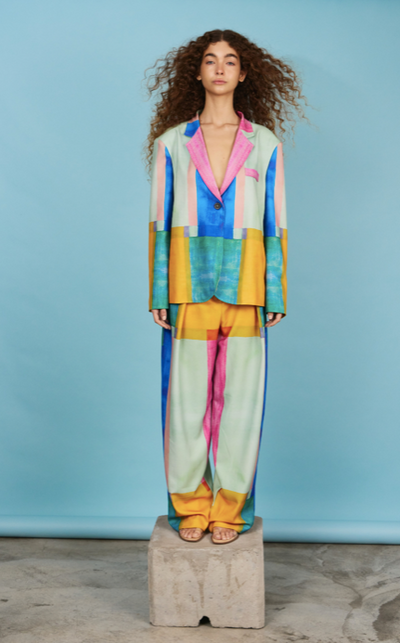 Quinara Blazer Boton Multicolor Pixel