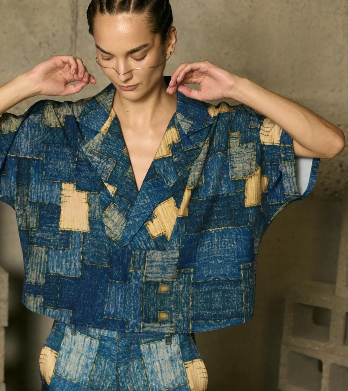 Fina Blouse Patchwork Blue