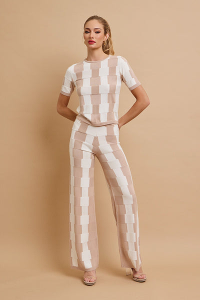 Pattern Knit Ensemble Top and Pant Set