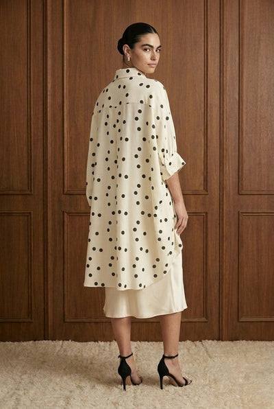 Maria Tunic Asymmetrical Polka Dot Ivory